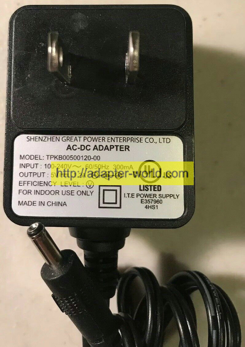 *100% Brand NEW* Great Power Enterprise 5V TPKB00500120-00 AC DC ADAPTER Tested! Free shipping! - Click Image to Close